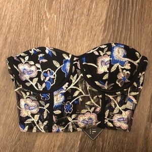 ZAFUL black and floral strapless corset top